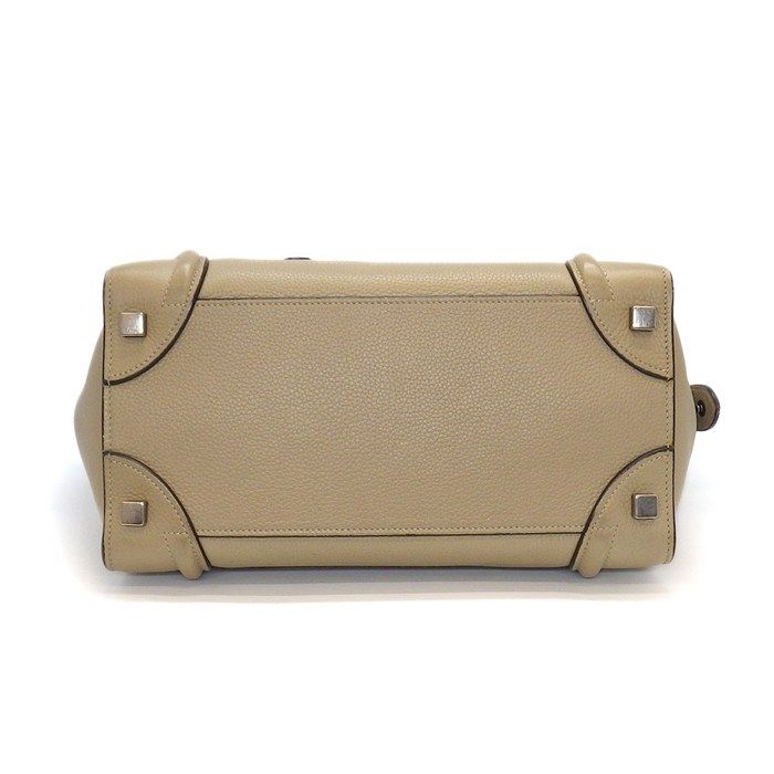 Celine Handbag Luggage Micro Dune Drummed Calfskin Silver — view 4