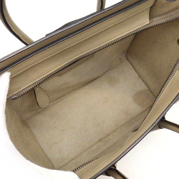 Celine Handbag Luggage Micro Dune Drummed Calfskin Silver — view 5