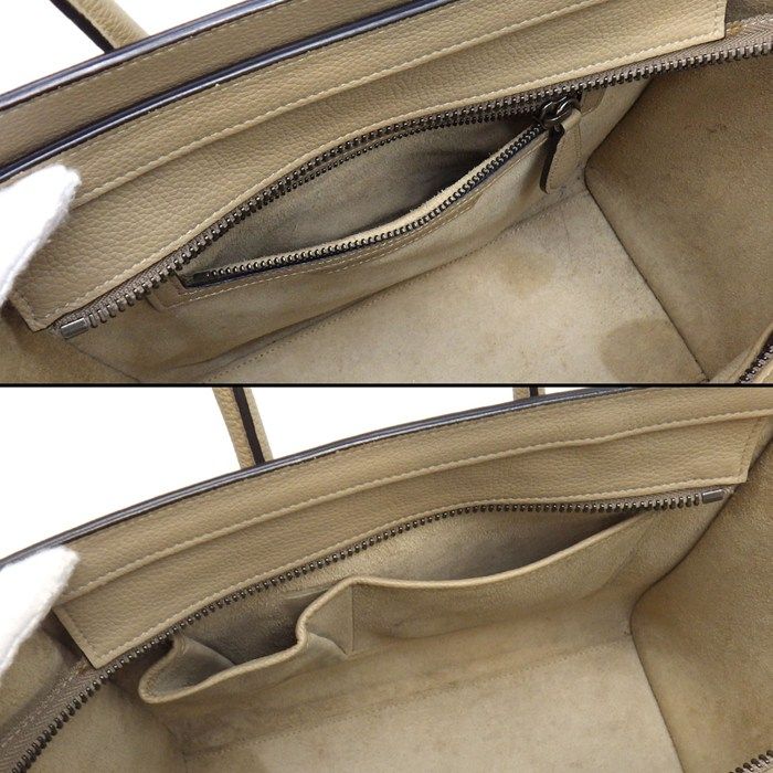 Celine Handbag Luggage Micro Dune Drummed Calfskin Silver — view 6