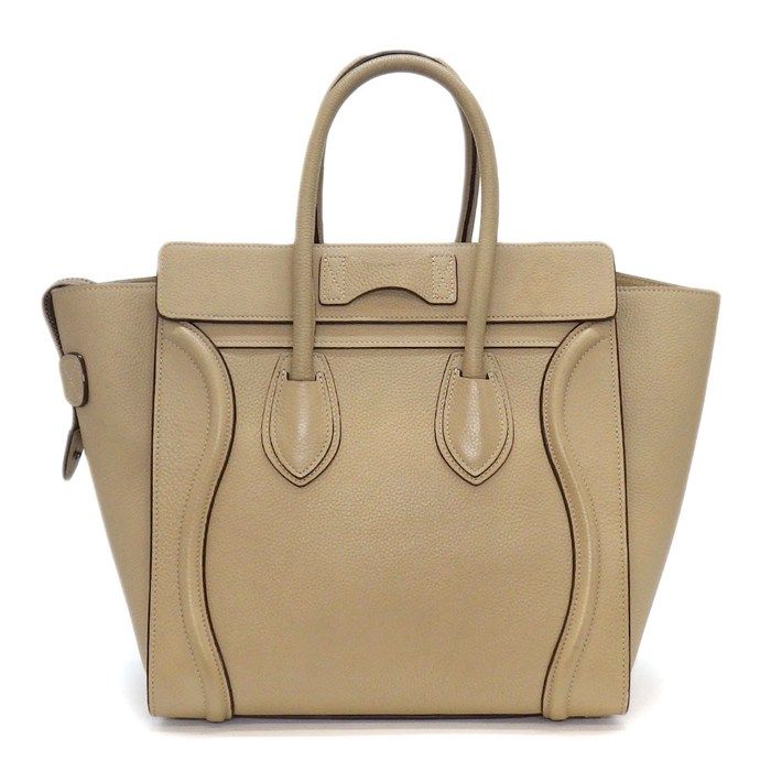 Celine Handbag Luggage Micro Dune Drummed Calfskin Silver — view 2