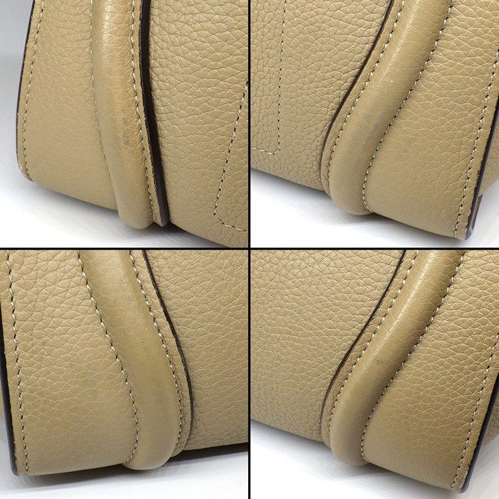 Celine Handbag Luggage Micro Dune Drummed Calfskin Silver — view 9
