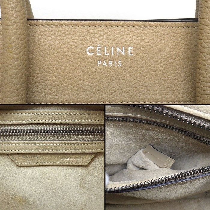 Celine Handbag Luggage Micro Dune Drummed Calfskin Silver — view 7