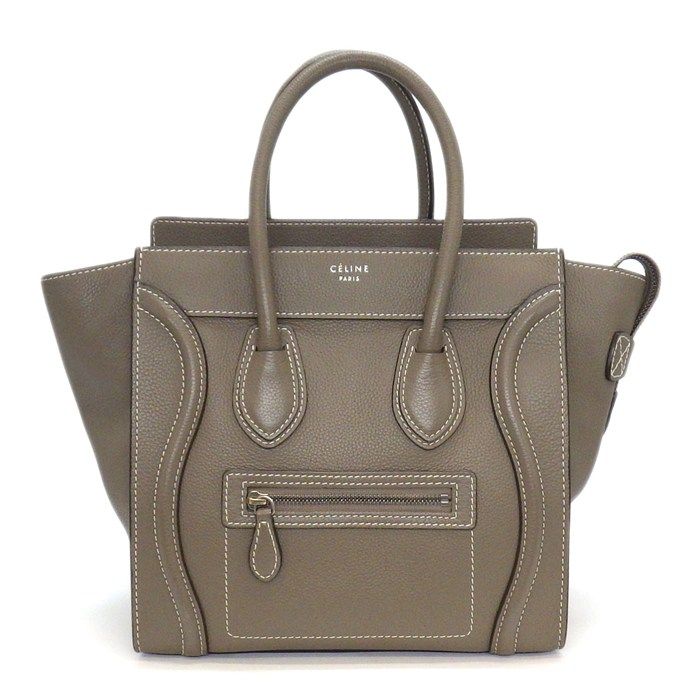 Celine Handbag Luggage Micro Suri Drummed Calfskin Silver