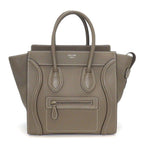 Celine Handbag Luggage Micro Suri Drummed Calfskin Silver