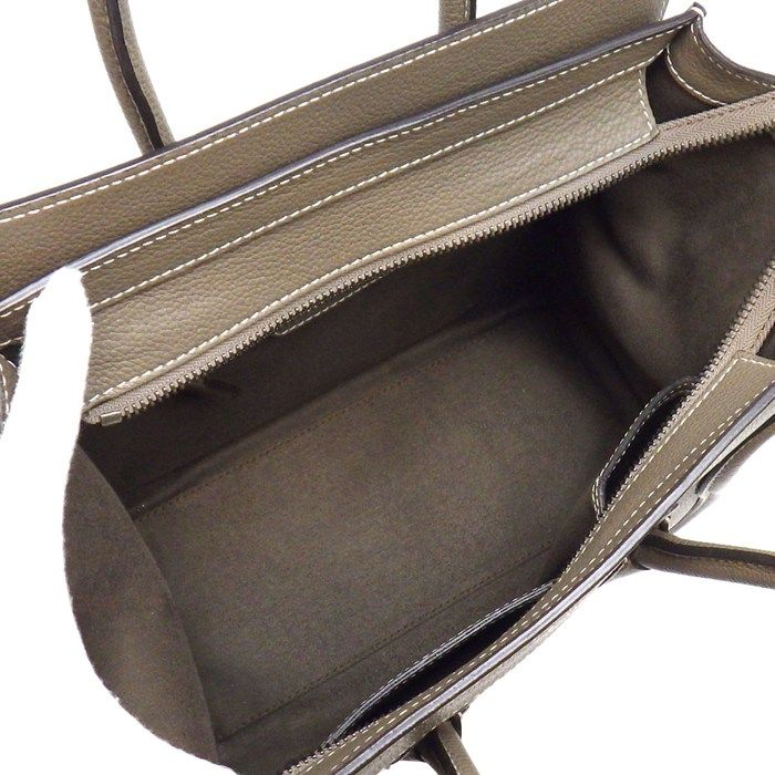 Celine Handbag Luggage Micro Suri Drummed Calfskin Silver — view 5