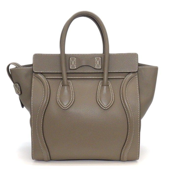 Celine Handbag Luggage Micro Suri Drummed Calfskin Silver — view 2