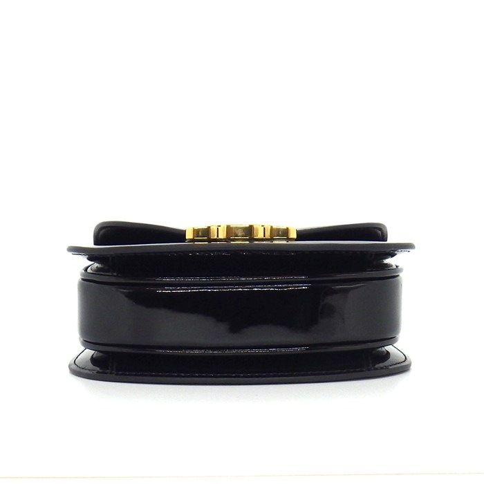 Celine Shoulder Bag Mini Besace Clair Black Patent Calfskin Gold — view 4