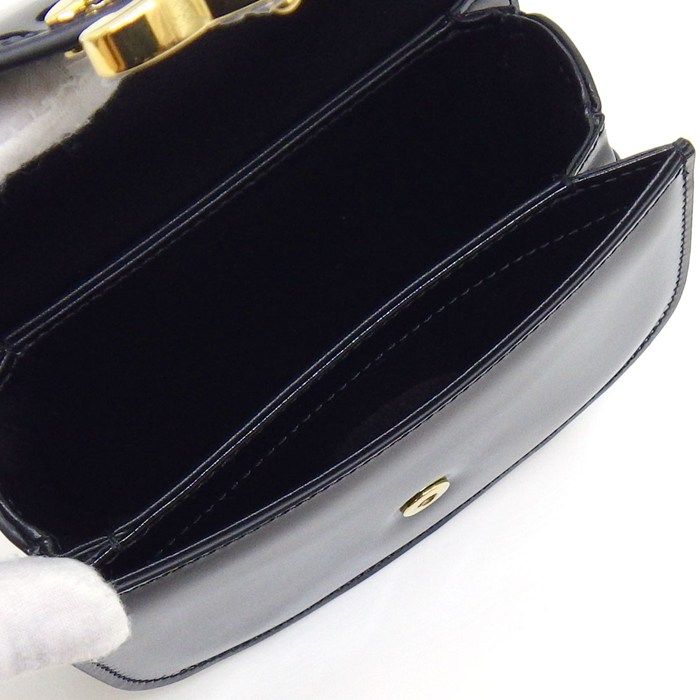 Celine Shoulder Bag Mini Besace Clair Black Patent Calfskin Gold — view 6