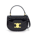 Celine Shoulder Bag Mini Besace Clair Black Patent Calfskin Gold