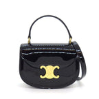 Celine Shoulder Bag Mini Besace Clair Black Patent Calfskin Gold