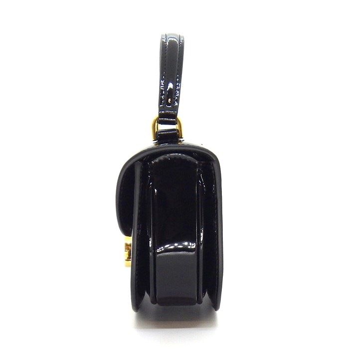 Celine Shoulder Bag Mini Besace Clair Black Patent Calfskin Gold — view 3