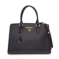 Prada Tote Shoulder Bag 2-Way Black Saffiano Leather Gold