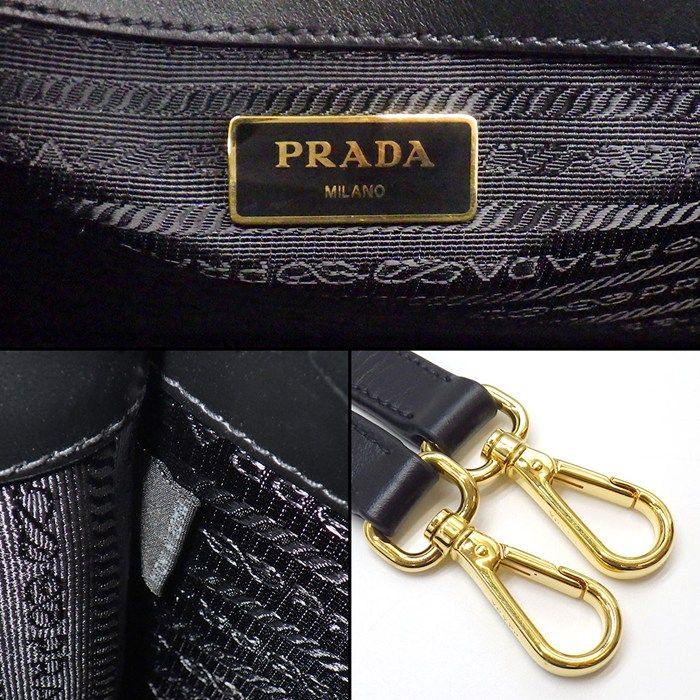 Prada Tote Shoulder Bag 2-Way Black Saffiano Leather Gold — view 7