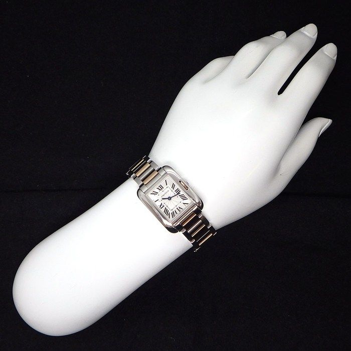 Cartier Watch Tank Anne Gray SM Rectangular Guilloche Silver Dial 18k Pink Gold — view 9