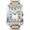 Cartier Watch Tank Anne Gray SM Rectangular Guilloche Silver Dial 18k Pink Gold