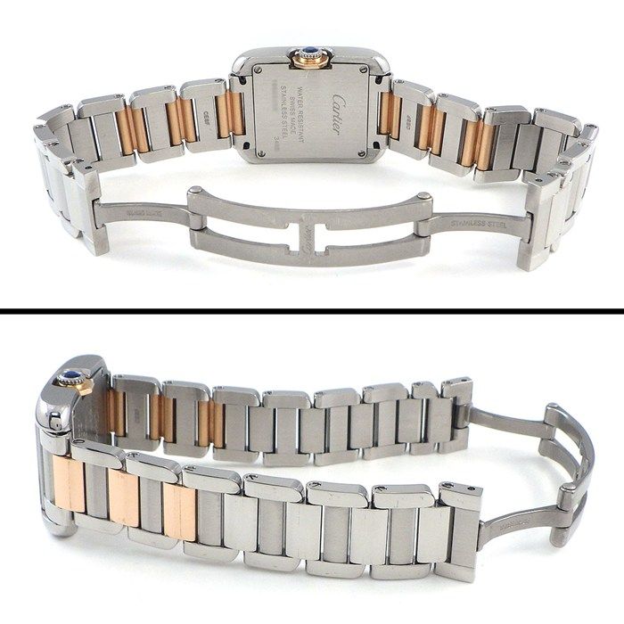 Cartier Watch Tank Anne Gray SM Rectangular Guilloche Silver Dial 18k Pink Gold — view 3