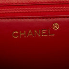 Chanel Quilted CC Logo Chain Shoulder Bag Red Lambskin — view 9