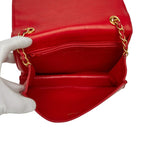Chanel Quilted CC Logo Chain Shoulder Bag Red Lambskin — view 8