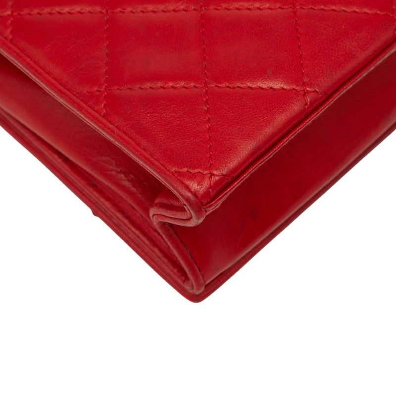 Chanel Quilted CC Logo Chain Shoulder Bag Red Lambskin — view 7