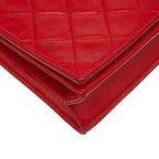 Chanel Quilted CC Logo Chain Shoulder Bag Red Lambskin — view 5