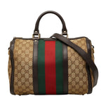 Gucci GG Canvas Sherry Line Mini Boston Bag 2-Way Beige Multicolor