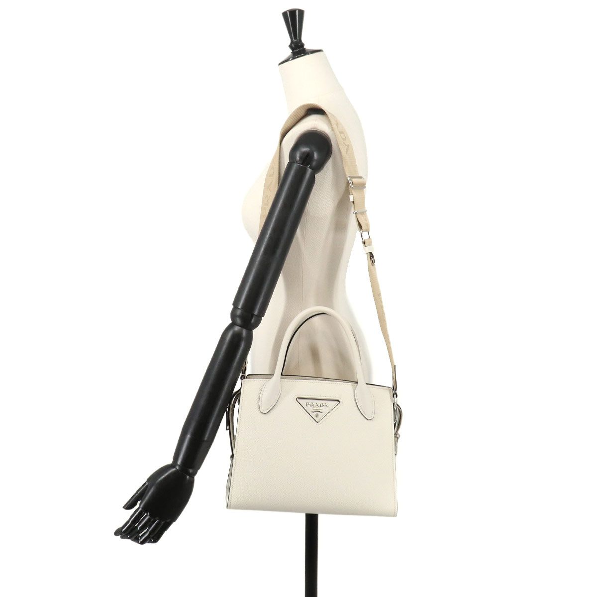 Prada Saffiano 2-Way Leather White Shoulder — view 9