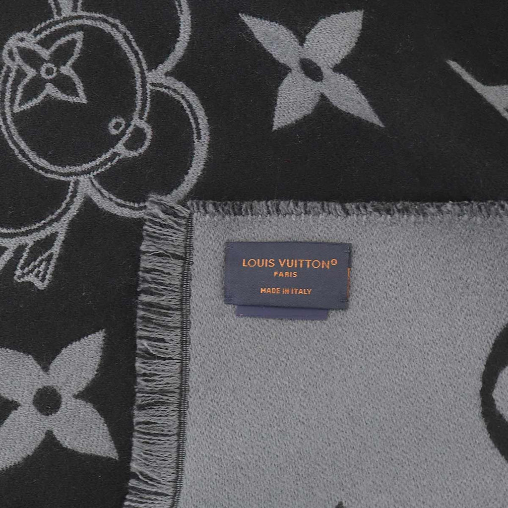Louis Vuitton Scarf Monogram Vivienne Wool Black Gray Winter — view 4