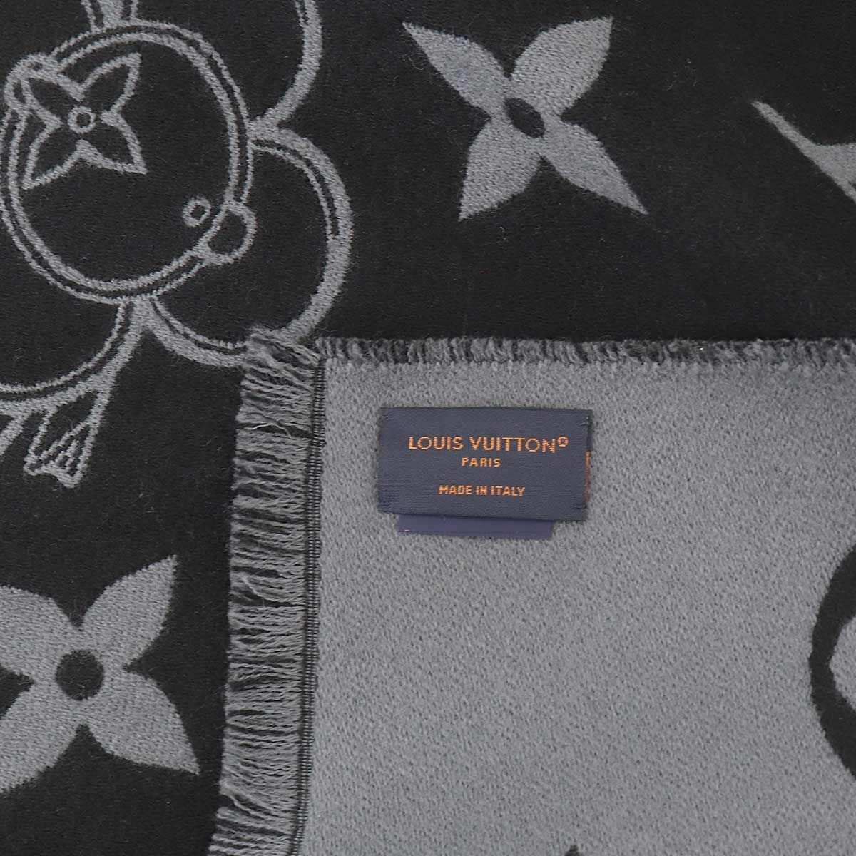 Louis Vuitton Scarf Monogram Vivienne Wool Black Gray Winter — view 4