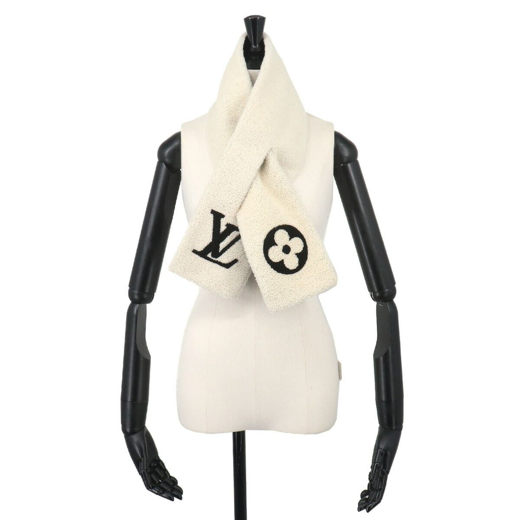 Louis Vuitton Echarpe Shearling Scarf White Black Winter — view 6