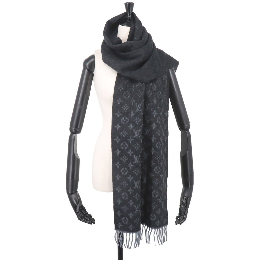 Louis Vuitton Scarf Monogram Gradient Wool Cashmere Noir Winter — view 4