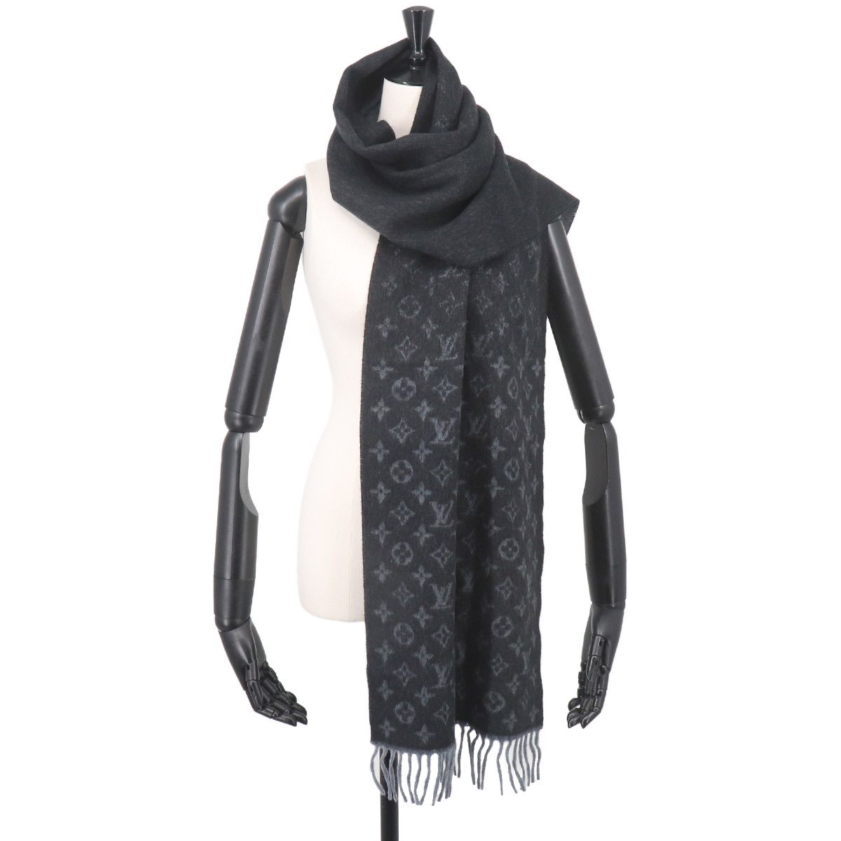 Louis Vuitton Scarf Monogram Gradient Wool Cashmere Noir Winter — view 4