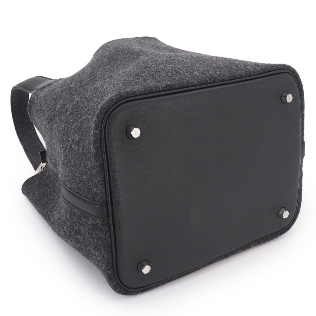 Hermes Picotin Lock MM Hand Bag Felt Swift Graphite Black — view 5