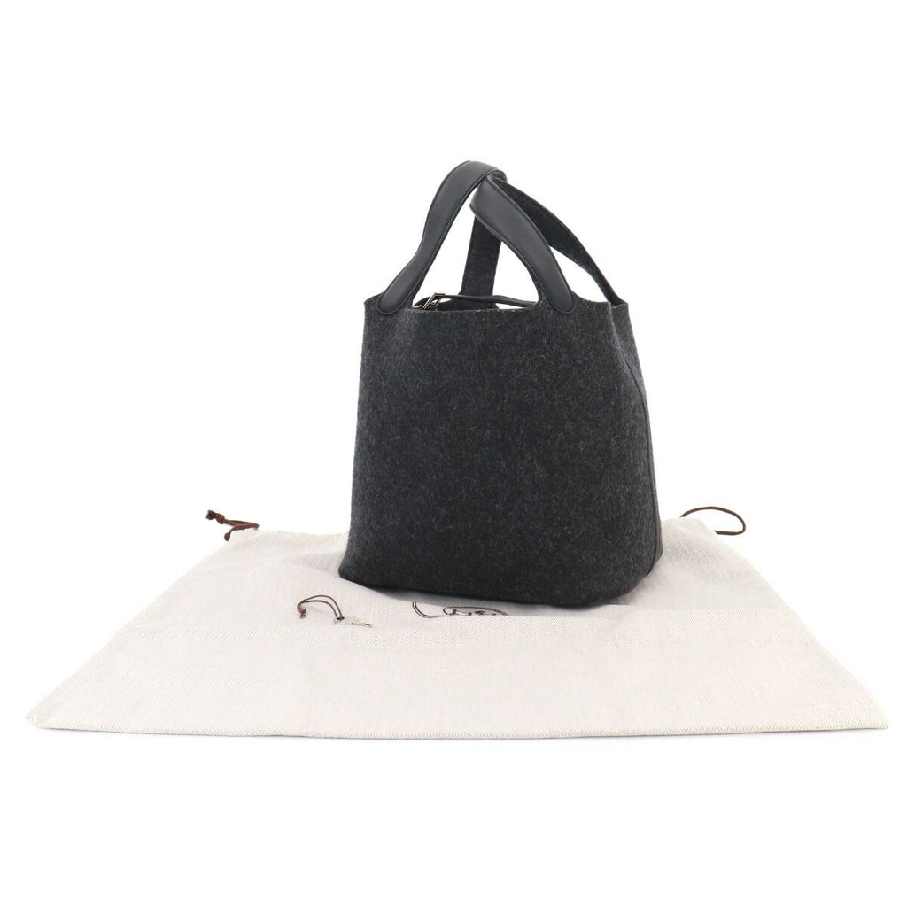 Hermes Picotin Lock MM Hand Bag Felt Swift Graphite Black — view 2