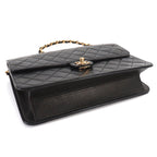 Chanel Quilted Chain Shoulder Bag Lambskin Black Gold Vintage — view 5