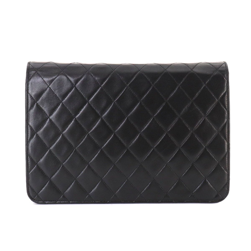 Chanel Quilted Chain Shoulder Bag Lambskin Black Gold Vintage — view 3