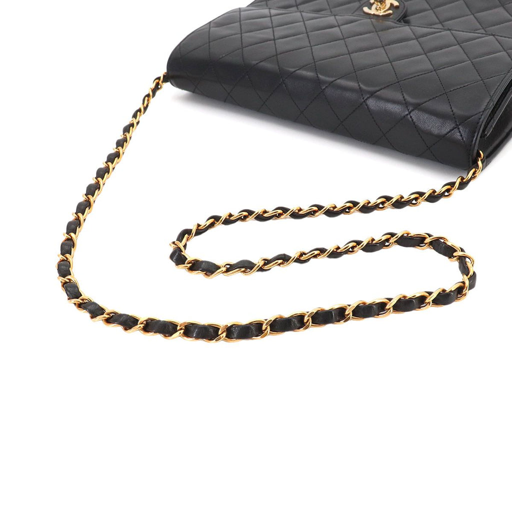 Chanel Quilted Chain Shoulder Bag Lambskin Black Gold Vintage — view 6