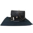 Chanel Quilted Chain Shoulder Bag Lambskin Black Gold Vintage — view 2