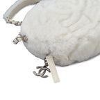 Chanel Chain Shoulder Bag Shearling Leather White — view 9