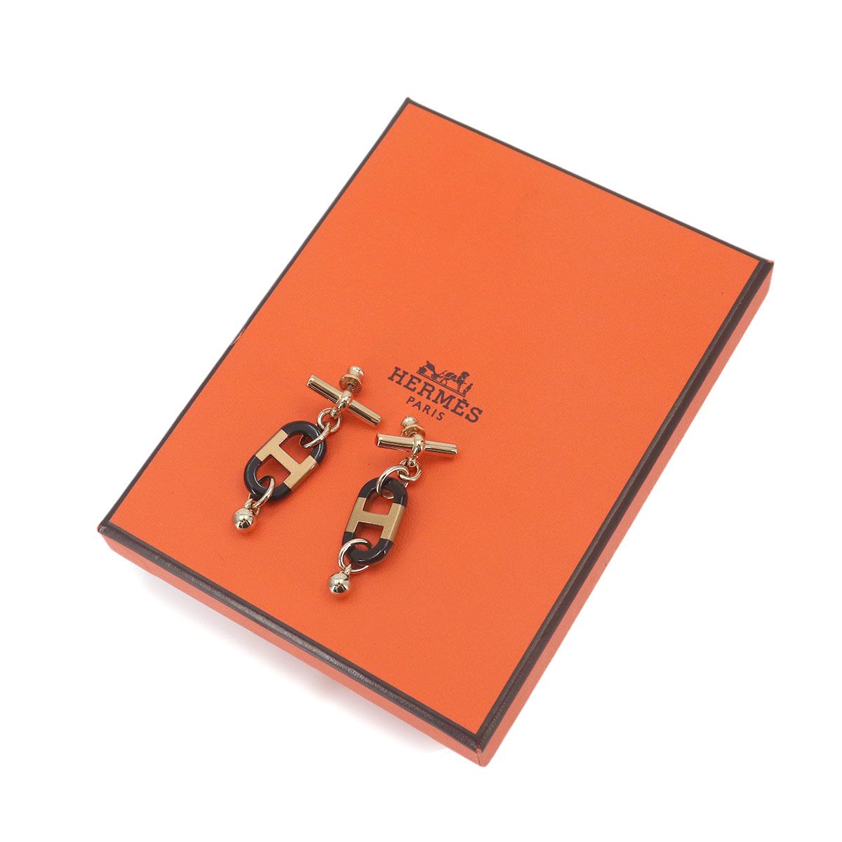 Hermes Sur Mer PM Earrings Buffalo Horn Gold Brown — view 2