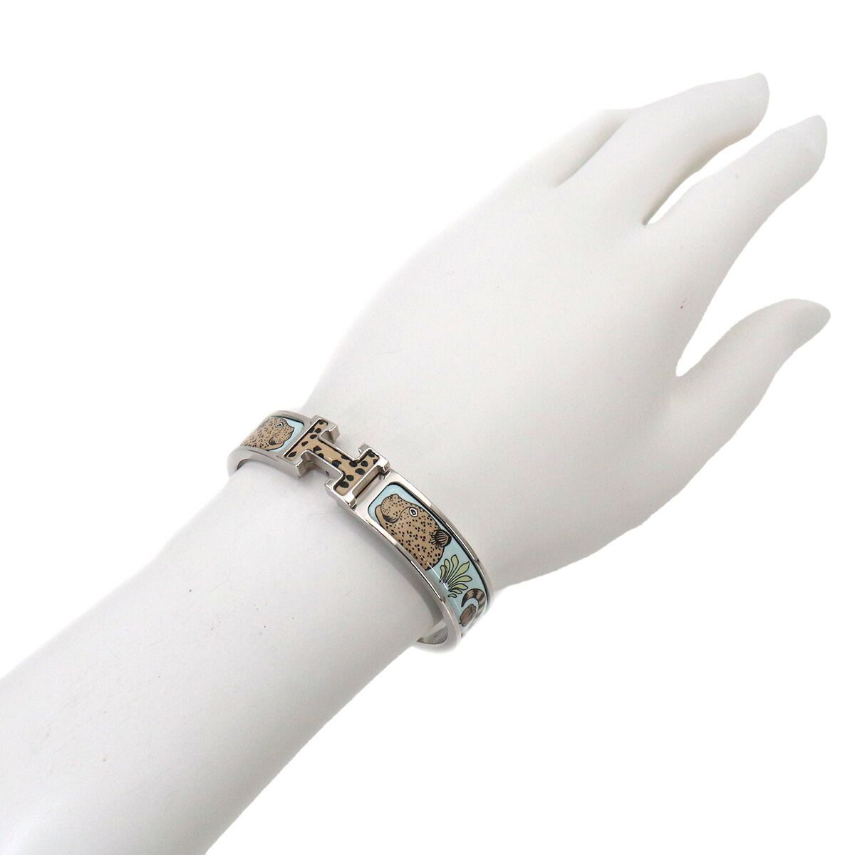 Hermes Clic PM Leopard Bangle Multicolor Silver Bracelet — view 6