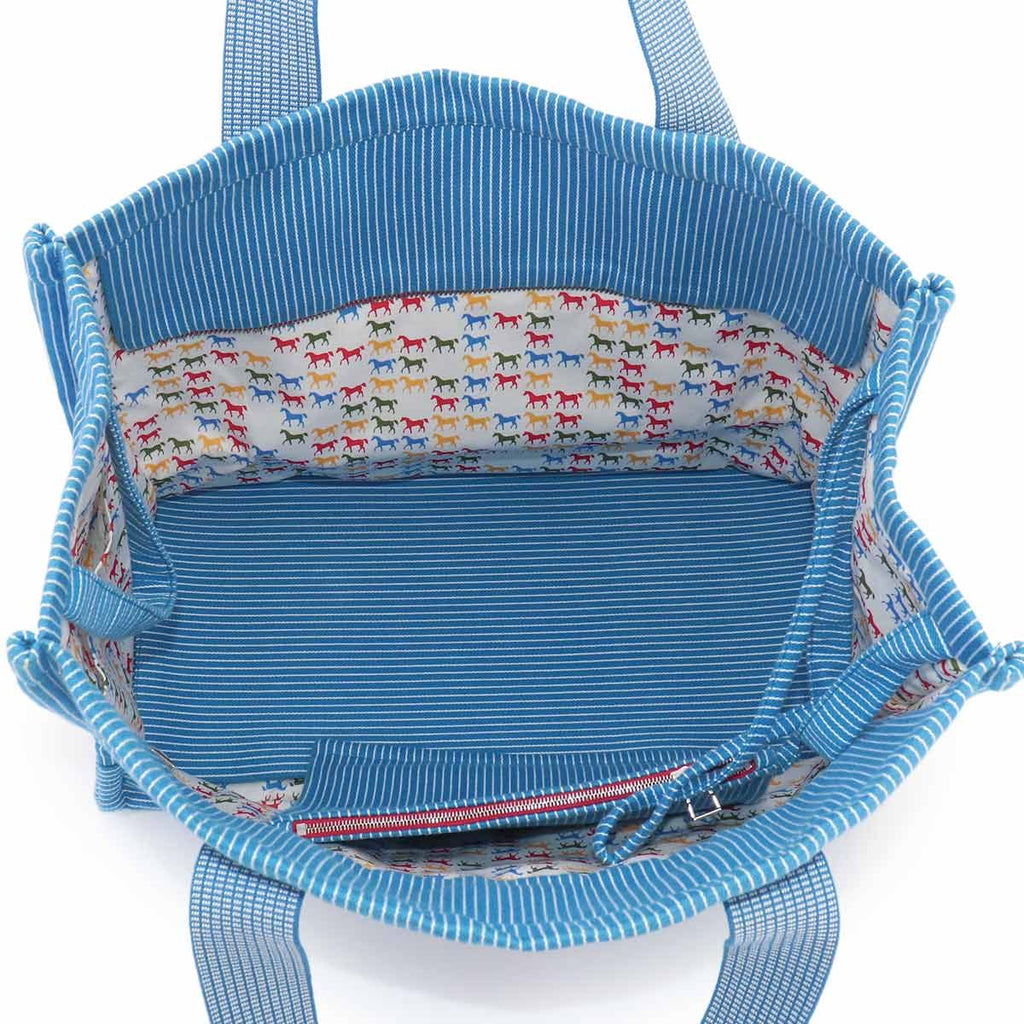 Hermes Caval Tote Cotton Canvas Blue Horse Cheval — view 7