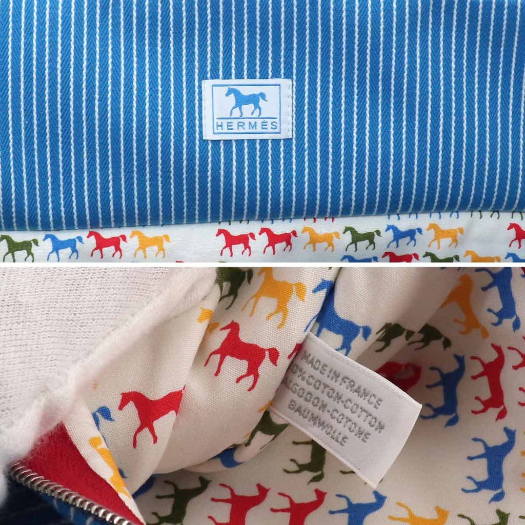 Hermes Caval Tote Cotton Canvas Blue Horse Cheval — view 8