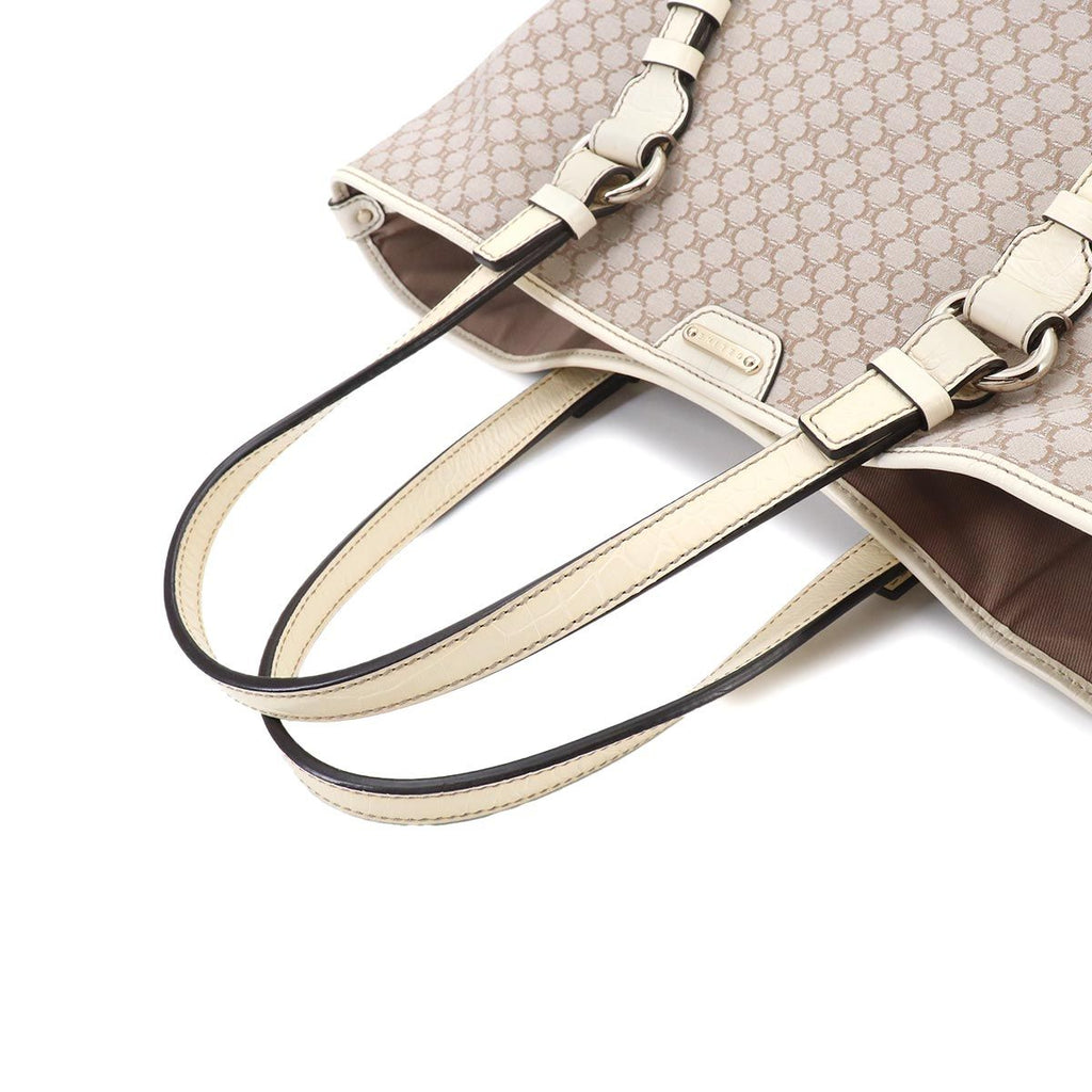Celine Macadam Tote Canvas Leather Beige White Gold — view 5
