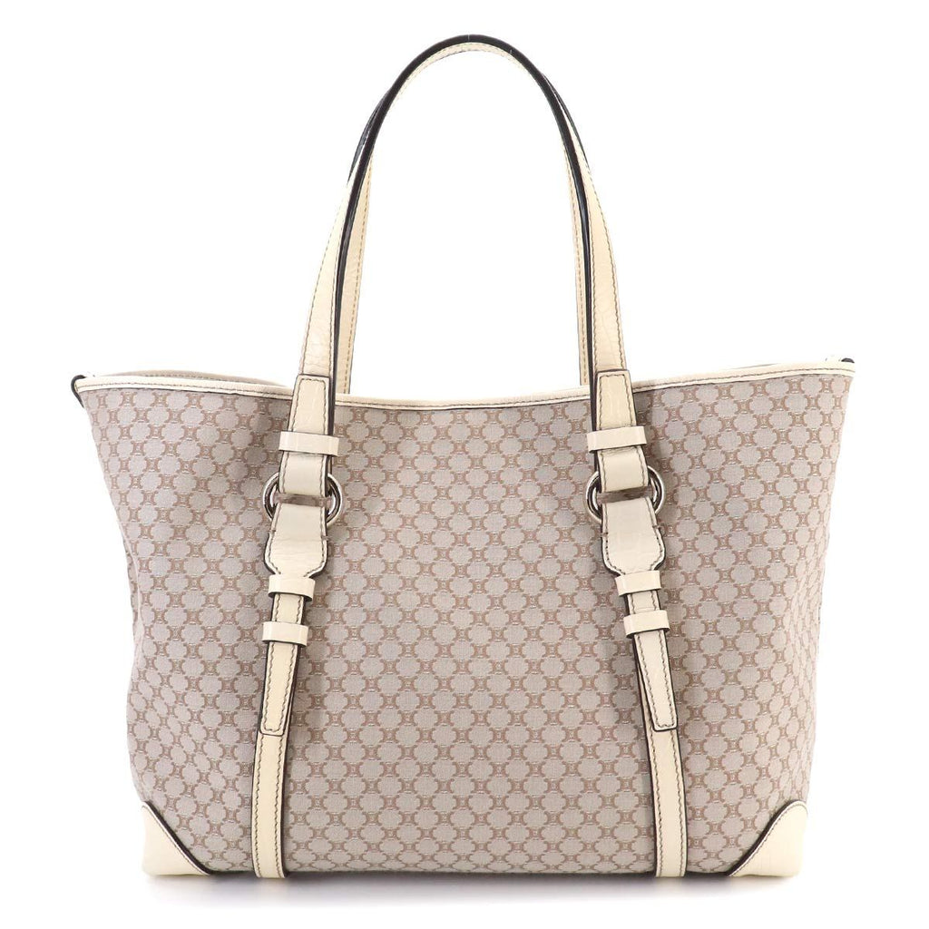 Celine Macadam Tote Canvas Leather Beige White Gold — view 2