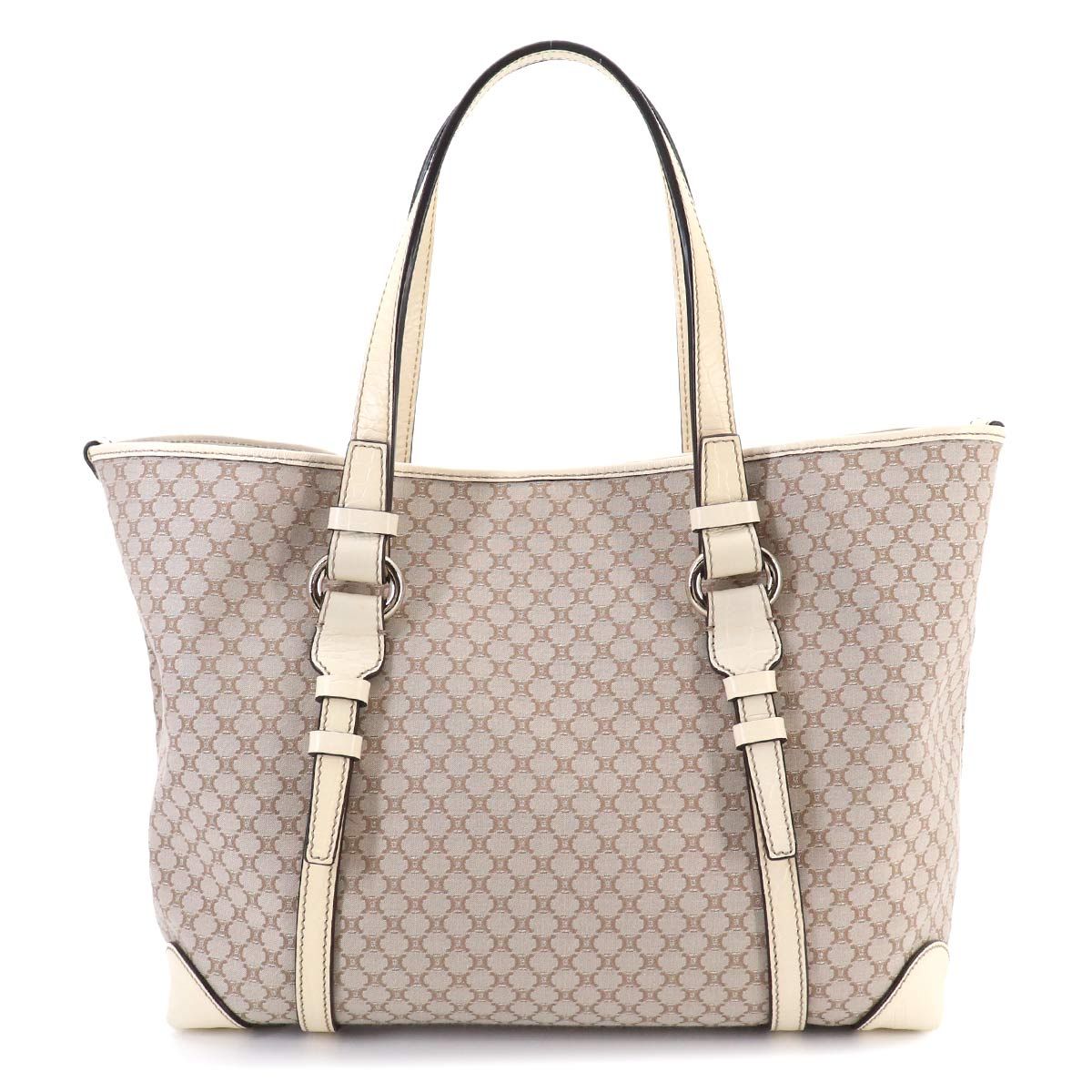 Celine Macadam Tote Canvas Leather Beige White Gold — view 2