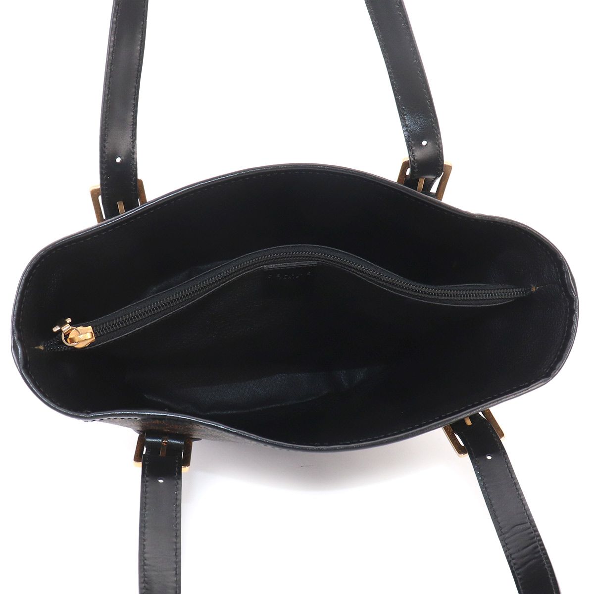 Celine Macadam Tote Black Brown Leather Gold Vintage — view 6
