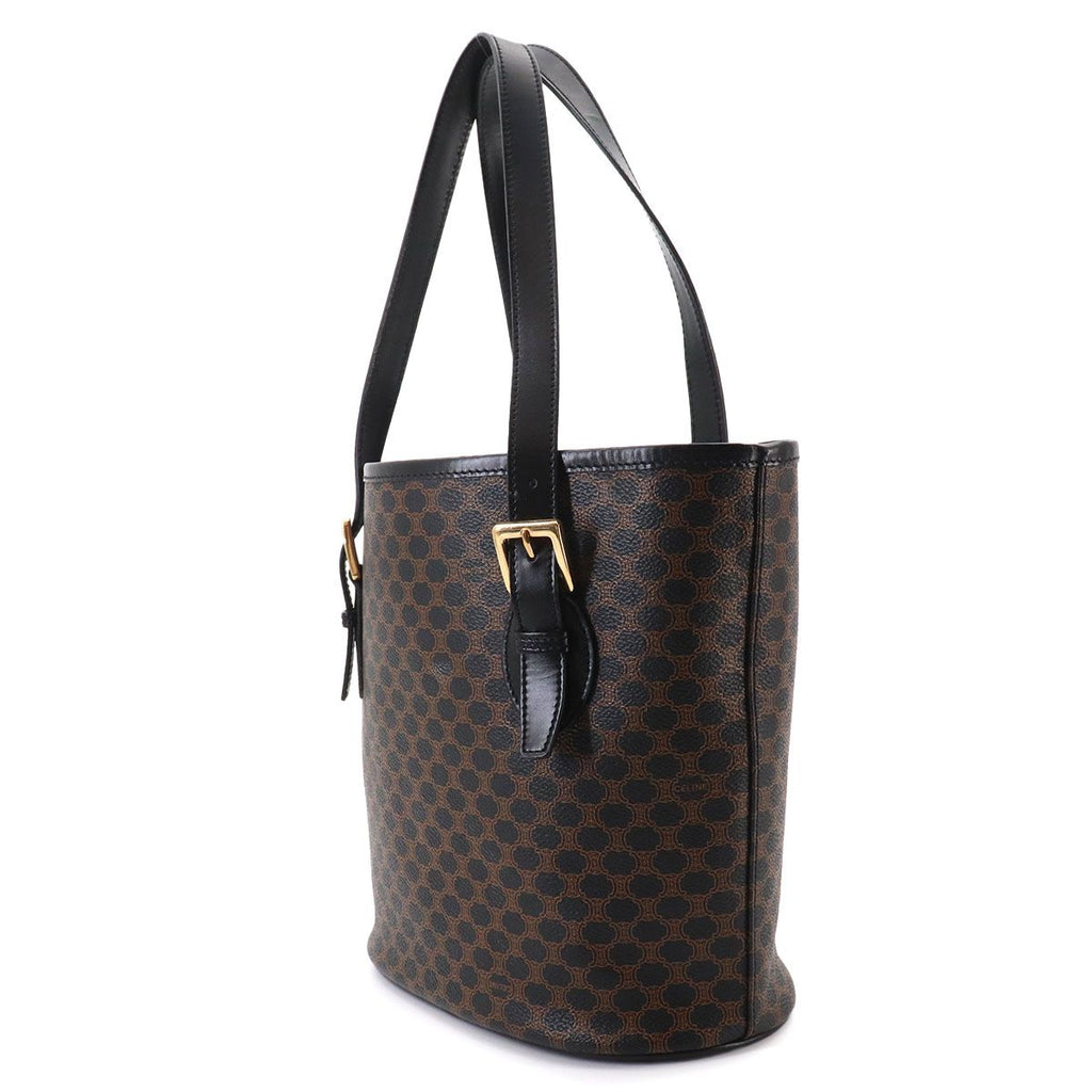 Celine Macadam Tote Black Brown Leather Gold Vintage — view 3
