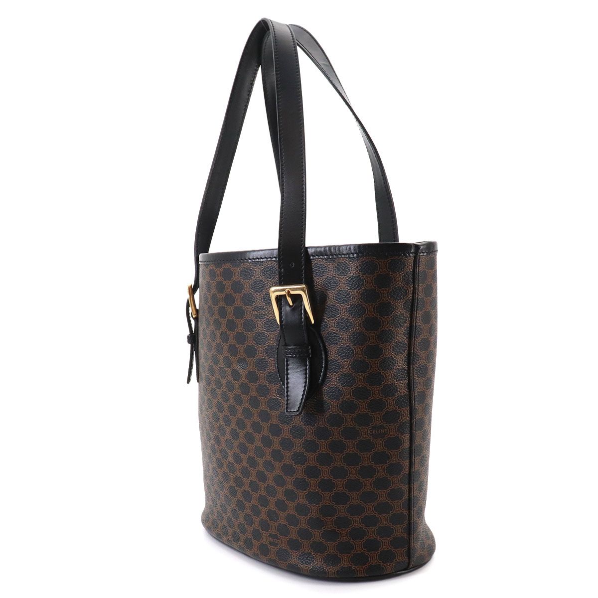 Celine Macadam Tote Black Brown Leather Gold Vintage — view 3
