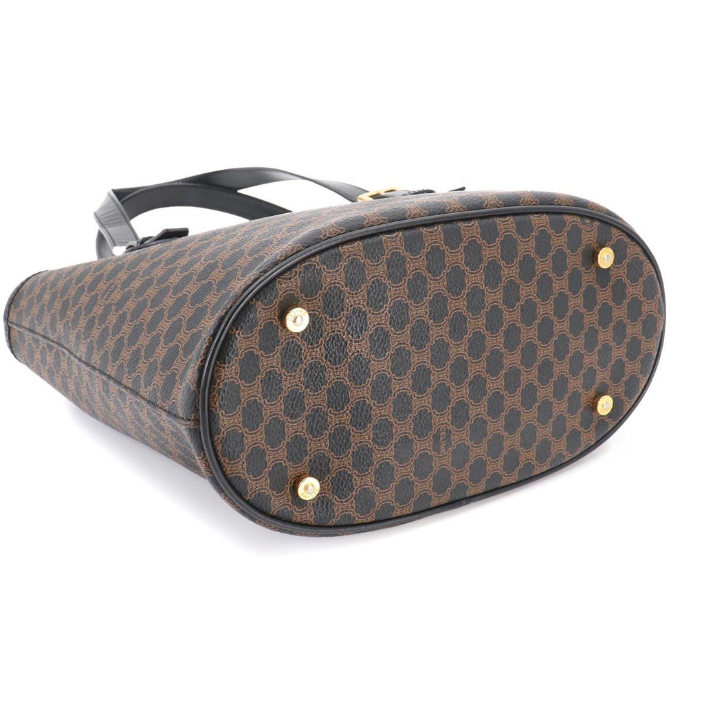 Celine Macadam Tote Black Brown Leather Gold Vintage — view 4