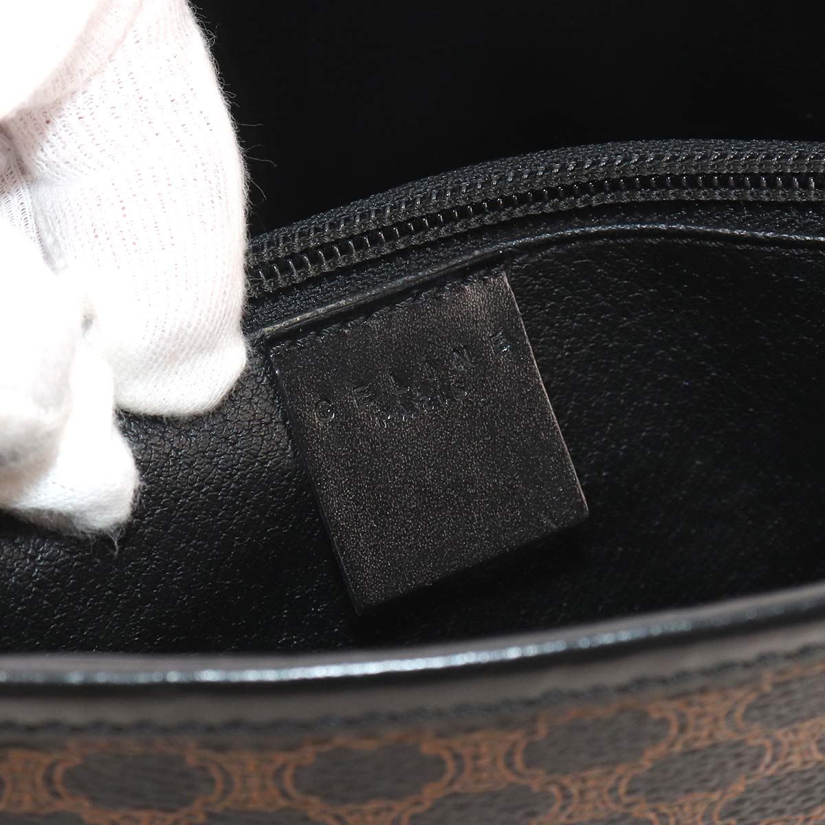 Celine Macadam Tote Black Brown Leather Gold Vintage — view 9